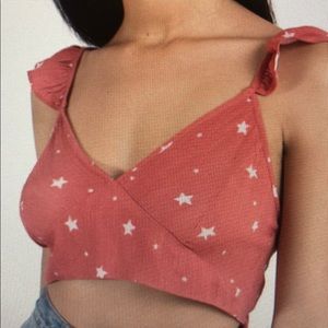 Crop top tie back star tank top